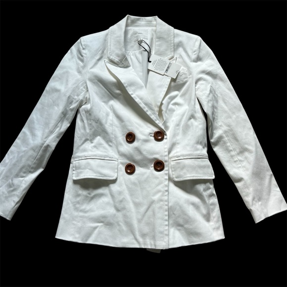 NWT a loves a White Double Breasted Notch Lapel Statement Blazer Size XS - Picture 1 of 7